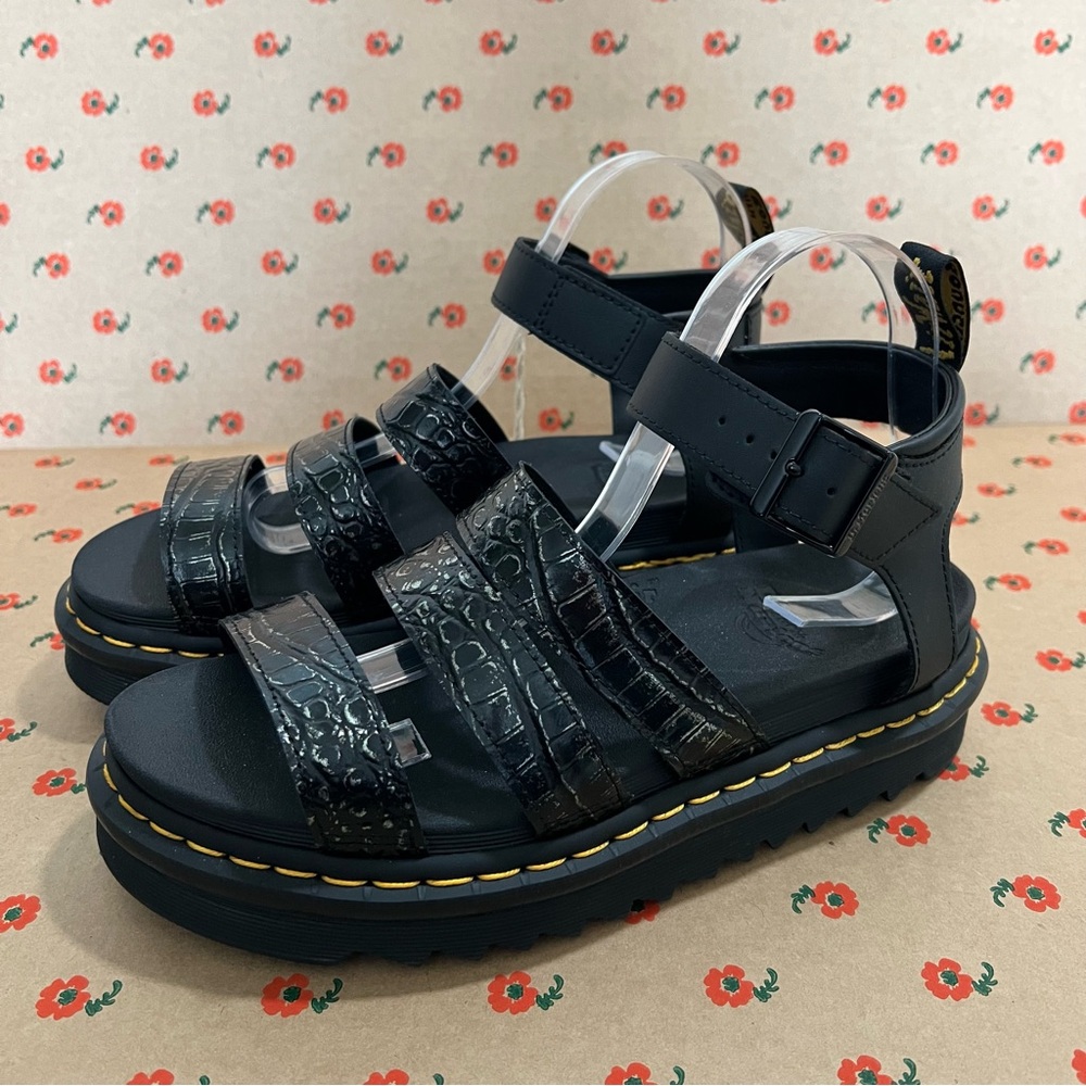 Dr. Martens BLAIRE WOMEN'S WILD CROC LEATHER SANDALS 9